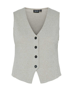 Pieces Pepper Waistcoat, Silver Gray