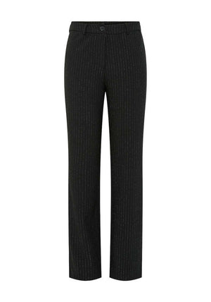 Pieces Parker Silver Pinstripe Wide Leg Trousers, Black