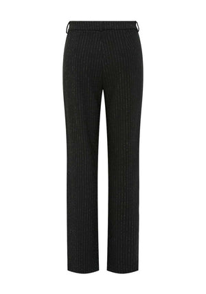 Pieces Parker Silver Pinstripe Wide Leg Trousers, Black