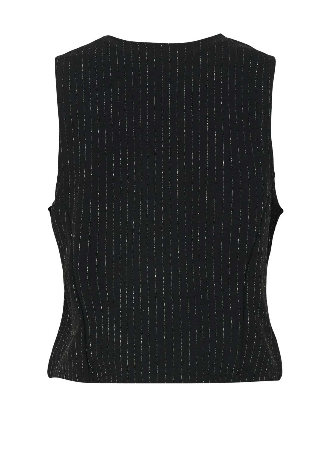 Pieces Parker Glitter Pinstripe Waistcoat, Black