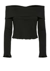 Pieces Jazmine Ribbed Bardot Top, Black