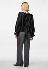 Pieces Olina Reversible Bow Blouse, Black