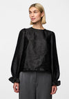 Pieces Olina Reversible Bow Blouse, Black