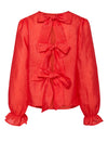 Pieces Olina Reversible Bow Blouse, Red