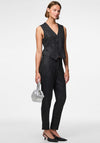 Pieces Bosella Silver Glitter Slim Leg Trousers, Black