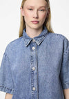 Pieces Kate Denim Button Down Dress, Light Blue Denim