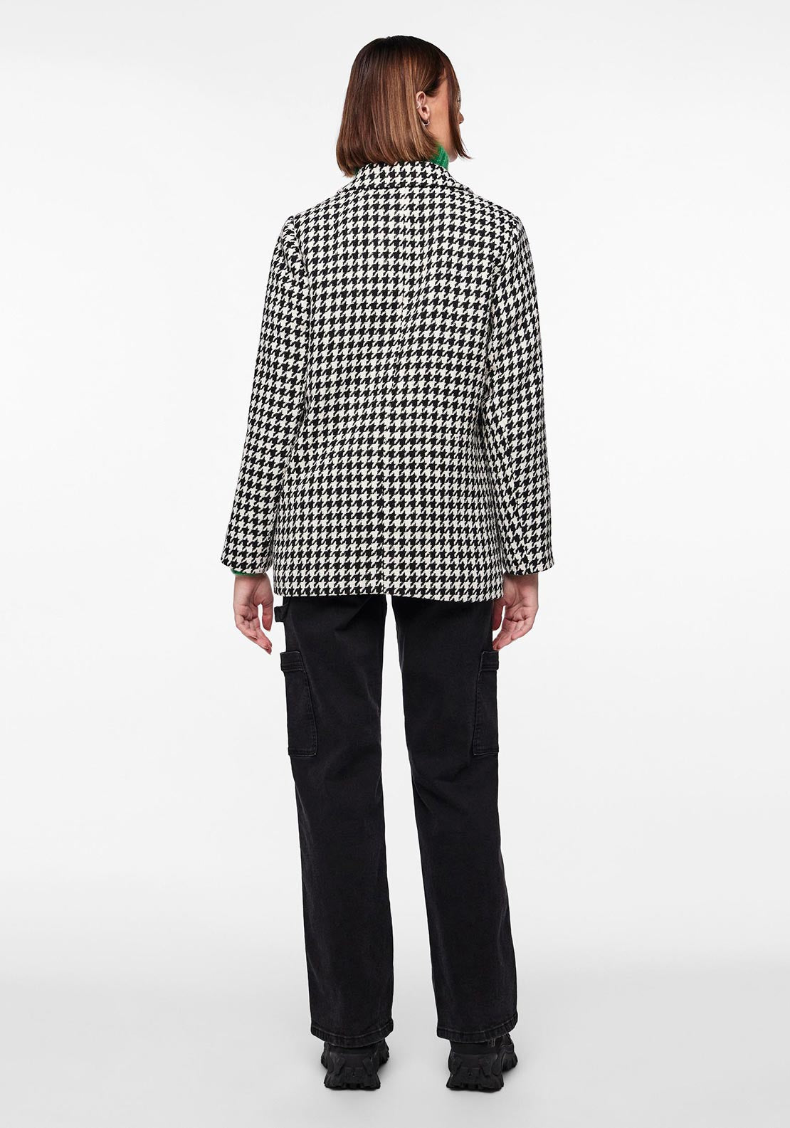 Pieces Nicolina Houndstooth Blazer, Black