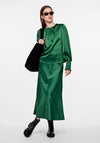 Pieces Norella Midi Satin Skirt, Eden Green
