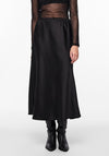 Pieces Norella Midi Satin Skirt, Black