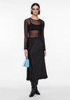 Pieces Norella Midi Satin Skirt, Black