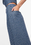Pieces Naomi Sequin Midi Denim Skirt, Medium Blue Denim