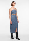 Pieces Naomi Sequin Midi Denim Skirt, Medium Blue Denim