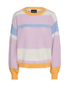 Pieces Alisa Colour Block Striped Jumper, Pink Lavender