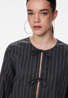 Pieces Tie Long Sleeved Top, Grey