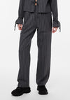 Pieces NYS Striped Straight Leg Trouser, Magnet Black