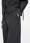 Pieces NYS Striped Straight Leg Trouser, Magnet Black
