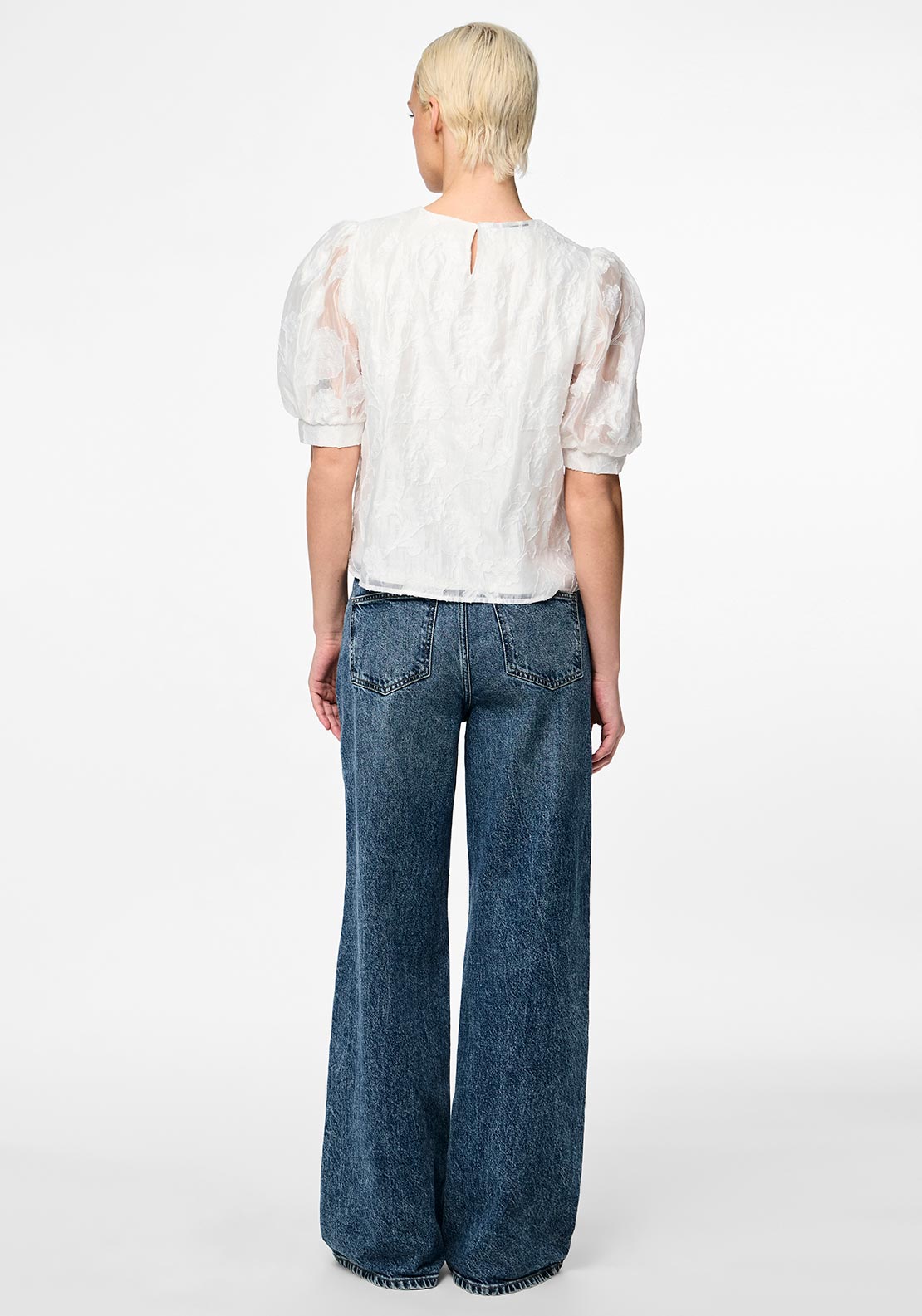 Pieces Nala Jacquard Top, White