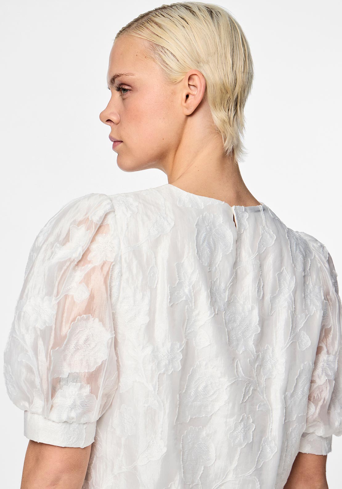 Pieces Nala Jacquard Top, White