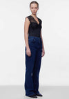 Pieces Tatianna Lace Neckline Bodysuit, Black
