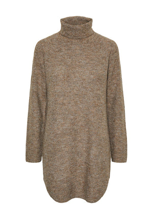 Pieces Ellen Long Knit Jumper, Fossil