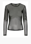 Pieces Ninni Mesh Long Sleeve Top, Black
