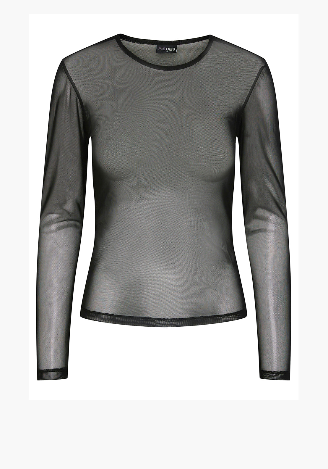 Pieces Ninni Mesh Long Sleeve Top, Black