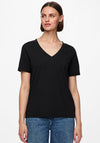 Pieces Cria Short Sleeve V Neck T-Shirt, Black