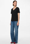 Pieces Cria Short Sleeve V Neck T-Shirt, Black
