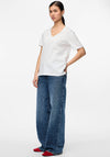 Pieces Cria Short Sleeve V Neck T-Shirt, White