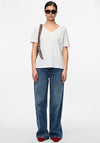 Pieces Cria Short Sleeve V Neck T-Shirt, White