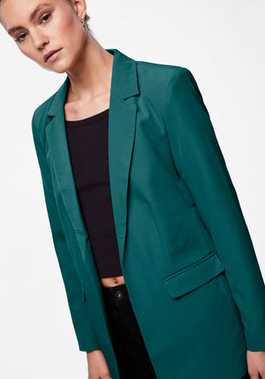 Pieces Bozzy Open Front Loose Blazer, Trekking Green