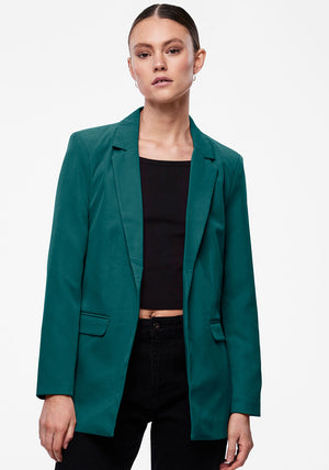 Pieces Bozzy Open Front Loose Blazer, Trekking Green