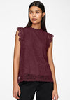 Pieces Colline Lae Cap Sleeve Top, Wine