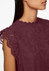 Pieces Colline Lae Cap Sleeve Top, Wine