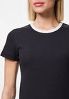 Pieces May Ribbed Fitted T Shirt, Black