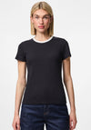 Pieces May Ribbed Fitted T Shirt, Black