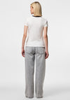 Pieces May Ribbed Fitted T Shirt, White and Black