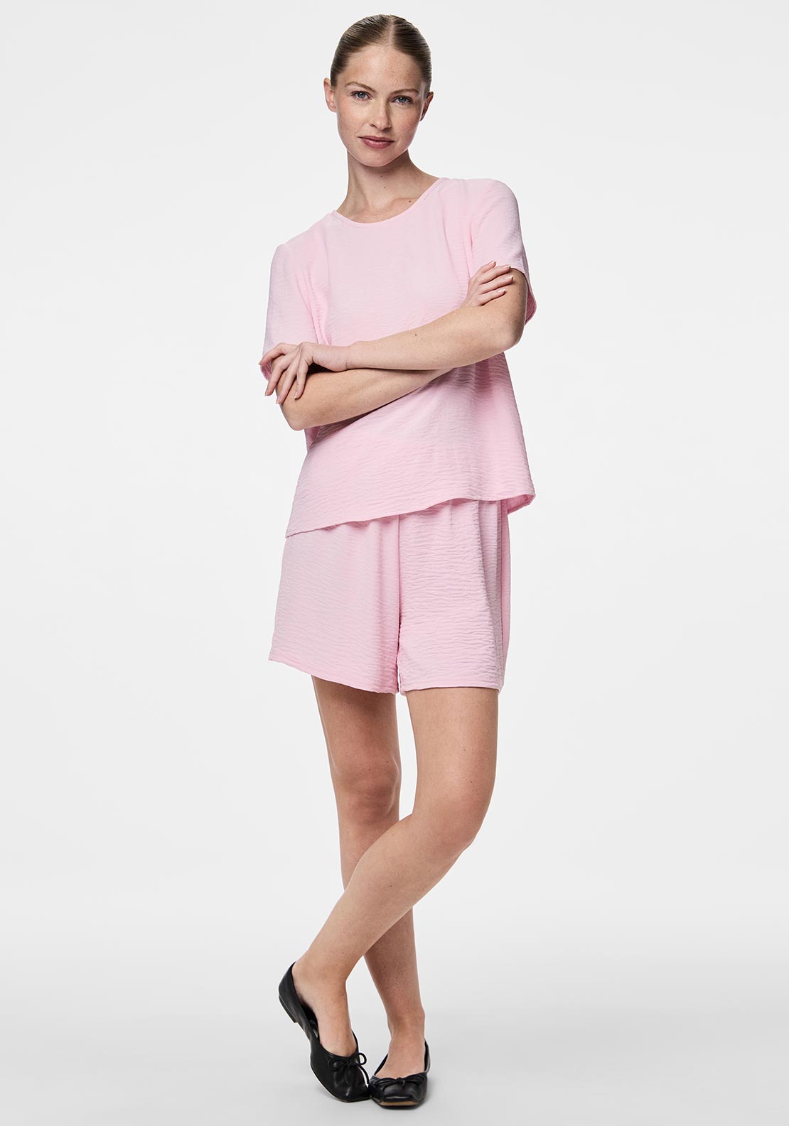 Pieces Anna High Waisted Shorts, Pink