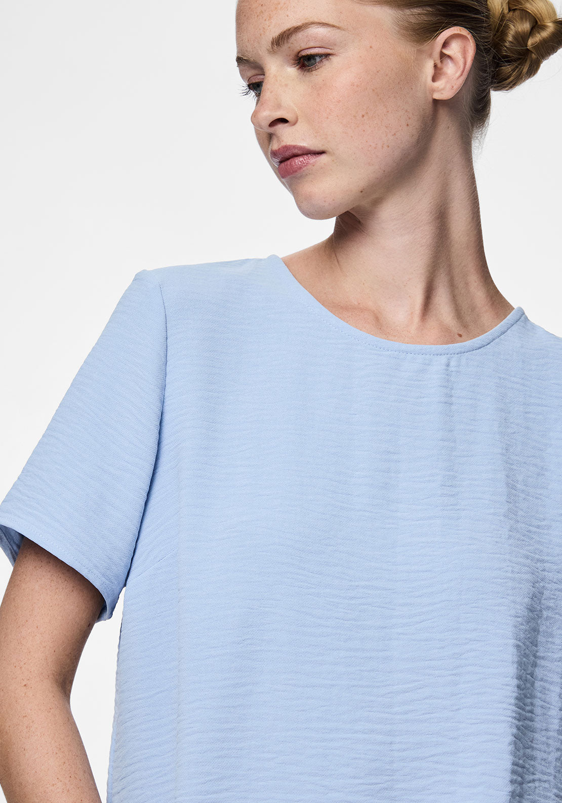 Pieces Anna Short Sleeve Top, Blue