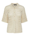 Pieces Aia Crochet Short Sleeve Cardigan, Birch