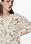 Pieces Aia Crochet Short Sleeve Cardigan, Birch