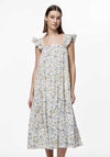 Pieces Mary Floral Midi Dress, Cloud Dancer