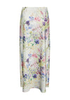 Pieces Mari High Waist Satin Floral Long Skirt, Cloud Dancer