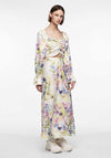 Pieces Mari High Waist Satin Floral Long Skirt, Cloud Dancer