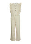 Pieces Muji Ruffle Denim Jumpsuit, Raw Cotton