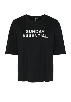 Pieces Ribbi Sunday Essential T Shirt, Black