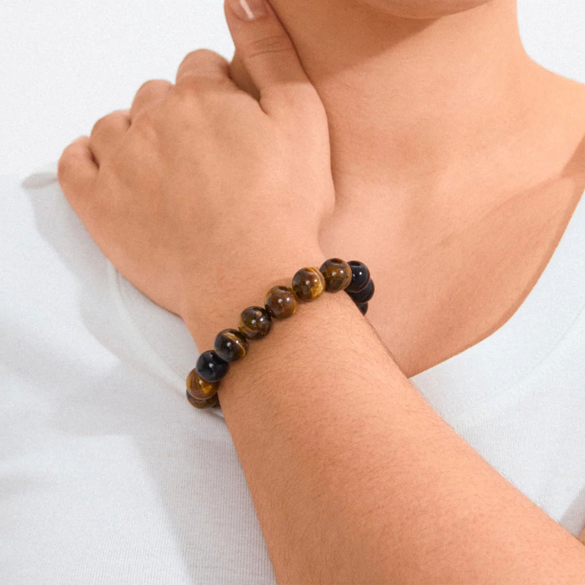 Pilgrim Aase Tiger Eye Beaded Bracelet, Brown & Black