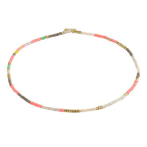 Pilgrim Alison Pink Beaded Ankle Bracelet, Gold