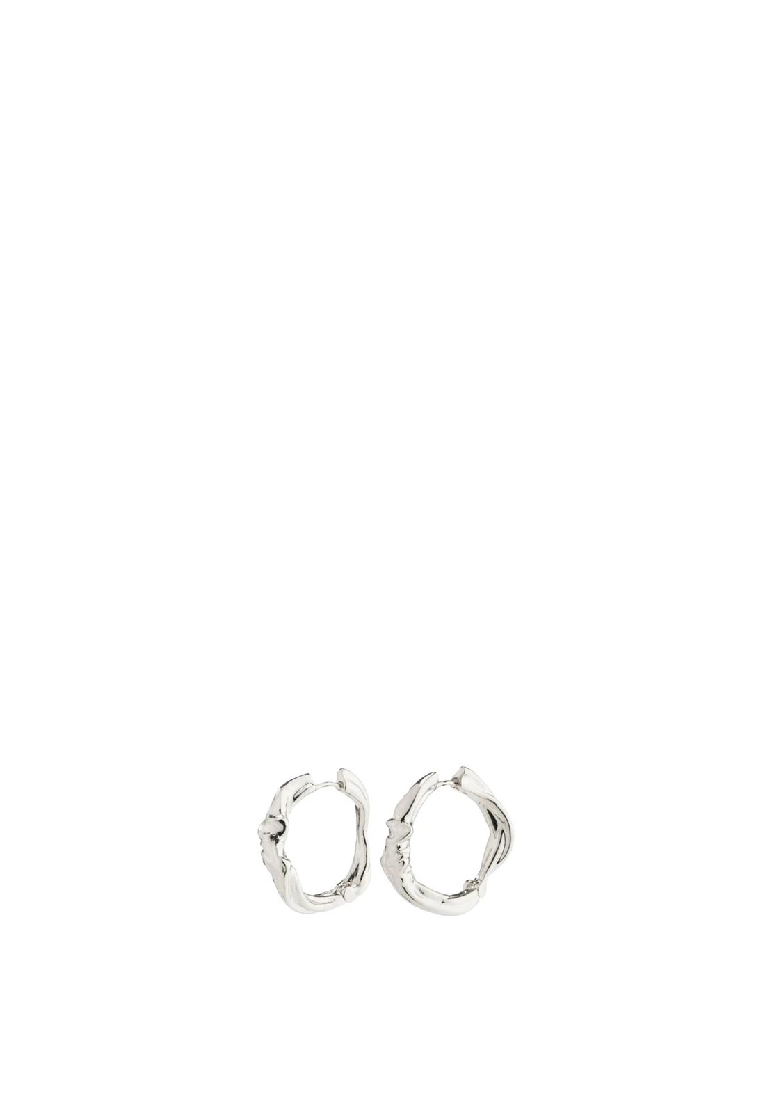 Pilgrim Anne Large Irregular Hoops, Silver