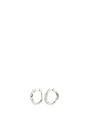 Pilgrim Anne Large Irregular Hoops, Silver